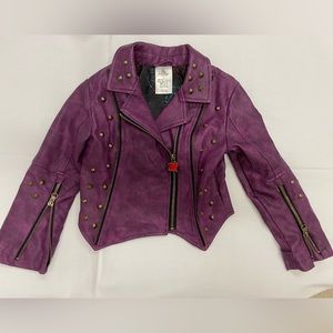 DISNEY DESCENDANTS 2 Faux Leather Moto Jacket Girls purple size 4.